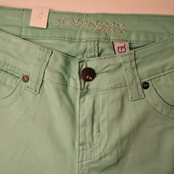 NWT Sixty Nine Jeans Size 29/8 Low Rise Skinny Leg Mint Green Color - Picture 3 of 10